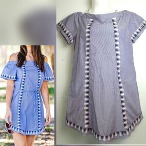 Stella & Dot Beach Kali Casual Tunic Dress Women's XXL Embroidered Cold Shoulder